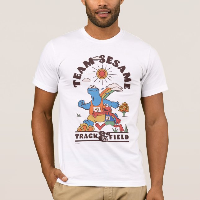 Camiseta Rua Sésamo | Faixa de Sésamo de Equipe e Campo (Frente)