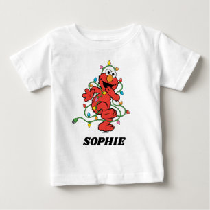 Camiseta Rua Sésamo Luzes de Natal Elmo