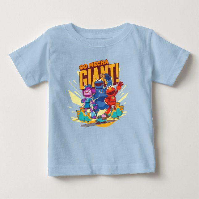 Camiseta Rua Sésamo | Mecha Builders Go Mecha Giant! (Frente)