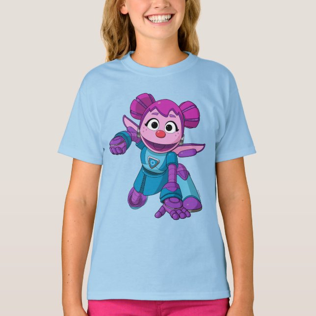 Camiseta Rua Sésamo | Mecha Construtor Abby Em Ação (Frente)
