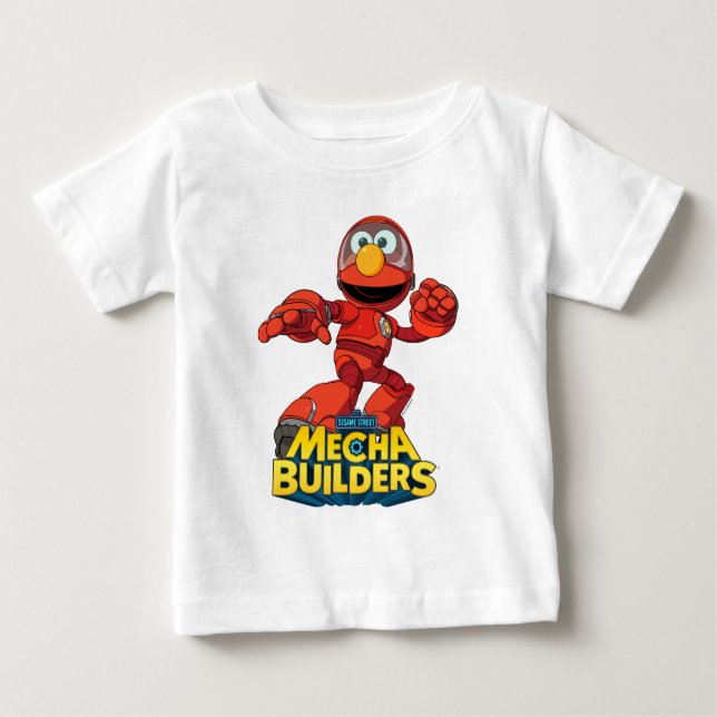Camiseta Rua Sésamo | Mecha Construtor Elmo Em Ação (Frente)