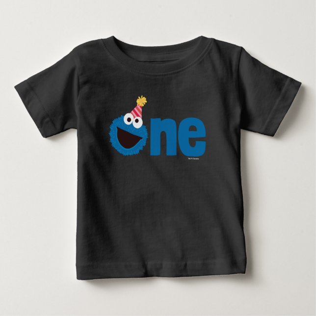 Camiseta Rua Sésamo | Monstro do Biscoito Um Primeiro Anive (Frente)