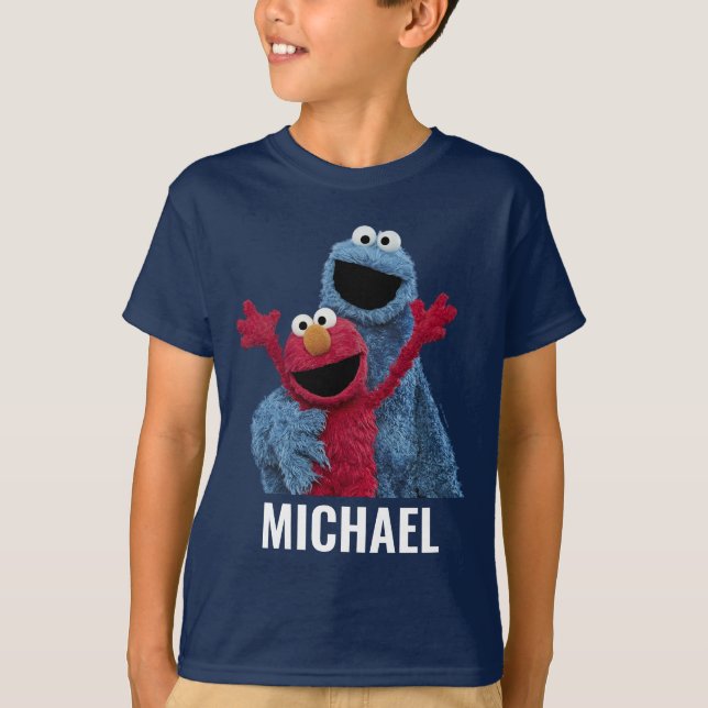 Camiseta Rua Sésamo | Monstro Elmo & Cookie (Frente)