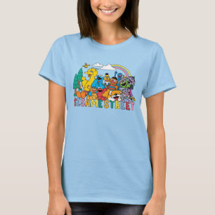 Camiseta Rua Sésamo Onda arco-íris