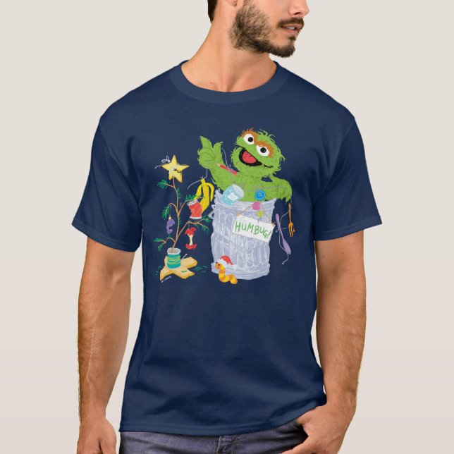 Camiseta Rua Sésamo | Oscar - Árvore de Natal (Frente)