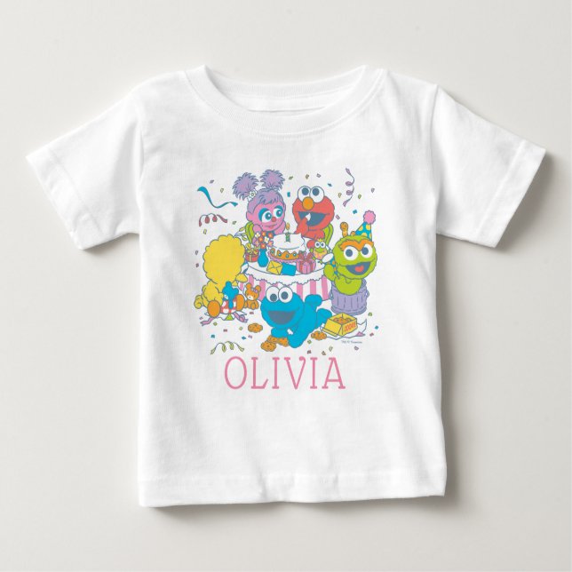 Camiseta Rua Sésamo | Primeiro aniversário do bebê (Frente)