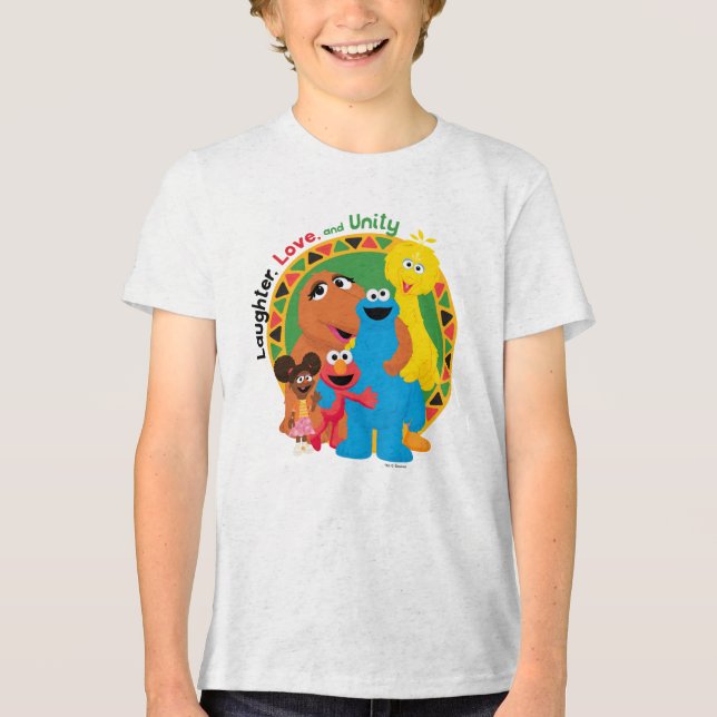 Camiseta Rua Sésamo | Risos, amor e unidade (Frente)