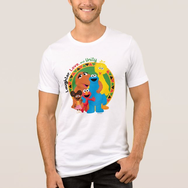 Camiseta Rua Sésamo | Risos, amor e unidade (Frente)