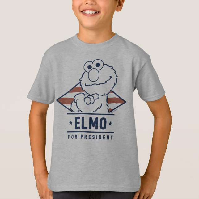 Camiseta Rua Sésamo | Vintage Elmo para Presidente (Frente)