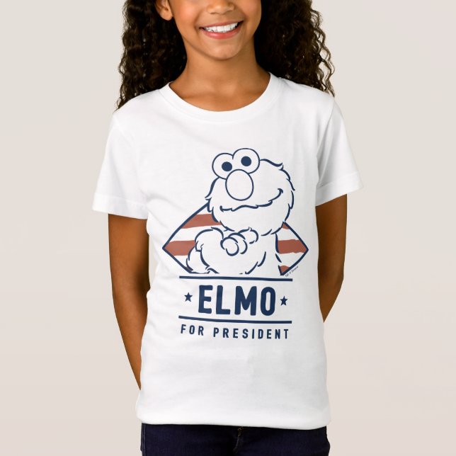 Camiseta Rua Sésamo | Vintage Elmo para Presidente (Frente)