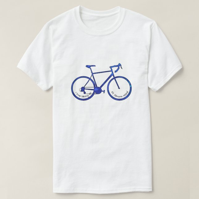 Camiseta Rua: Simons Island GA Blue Bicycle (Frente do Design)