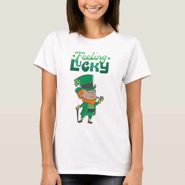 Camiseta Rua Sortuda, Leprechaun do Dia de Patrick. (Frente)