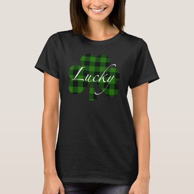 Camiseta Rua Sortuda, Shamrocks da Patty | xadrez verde (Frente)