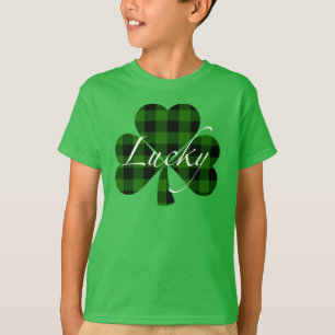 Camiseta Rua Sortuda, Shamrocks da Patty xadrez verde