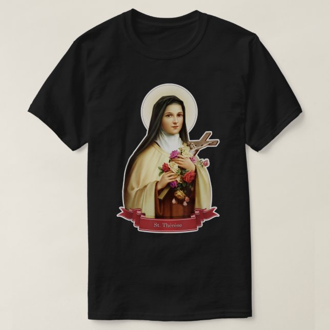 Camiseta Rua Terese de Lisieux Crianças Pequenas Rosas Flor (Frente do Design)