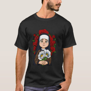 Camiseta Rua Therese of Lisieux Flower Rosa Christian Catho