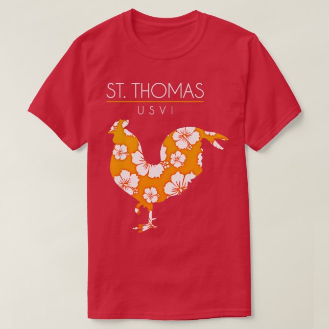 Camiseta Rua Thomas USVI Flor Hibiscus Chicken Souve (Frente do Design)