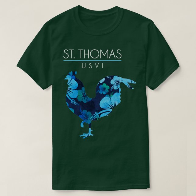 Camiseta Rua Thomas USVI Flor Hibiscus Chicken Souve (Frente do Design)