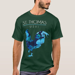 Camiseta Rua Thomas USVI Flor Hibiscus Chicken Souve