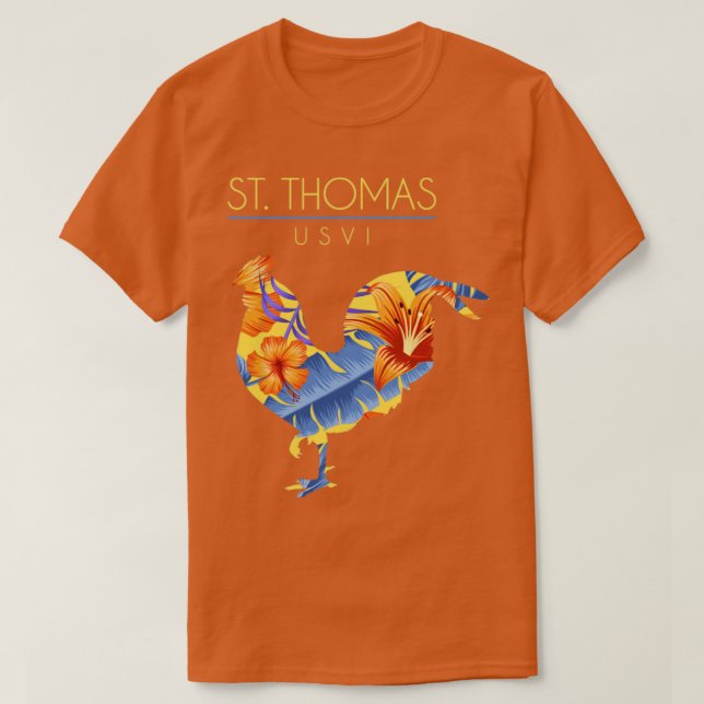 Camiseta Rua Thomas USVI Flor Hibiscus Chicken Souve (Frente do Design)