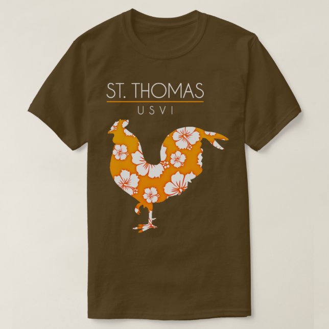 Camiseta Rua Thomas USVI Flor Hibiscus Chicken Souve (Frente do Design)