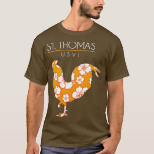 Camiseta Rua Thomas USVI Flor Hibiscus Chicken Souve