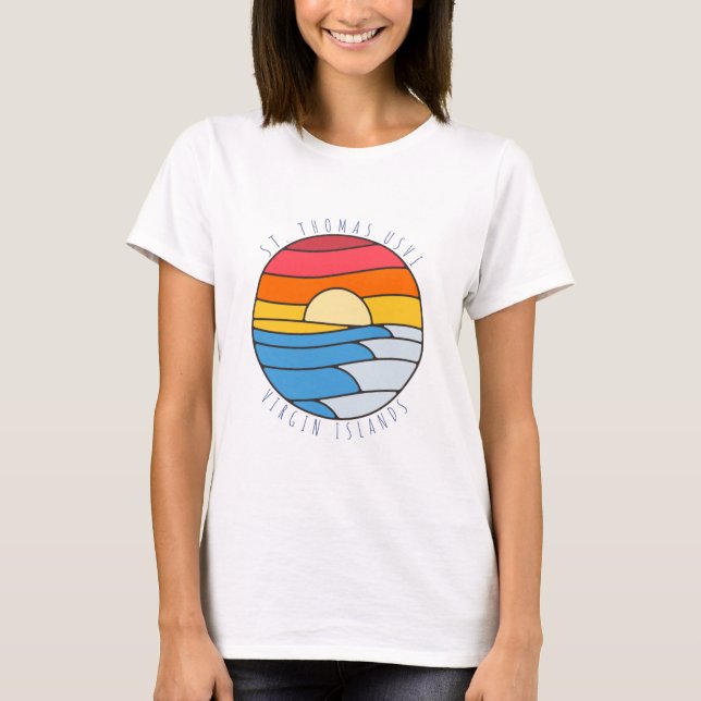 Camiseta Rua Thomas USVI Vintage Beach Sunset (Frente)