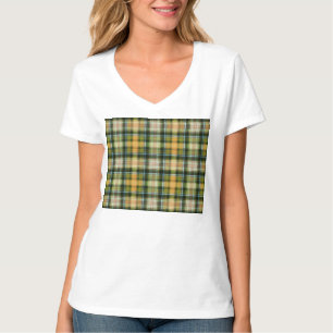 Camiseta Rua verde de laranja Vintage Padrão de xadrez Pat