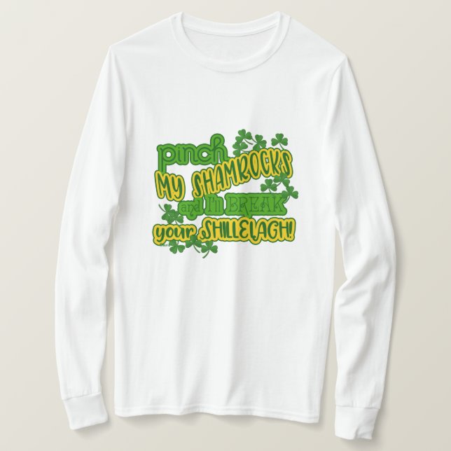 Camiseta Ruas engraçadas. As mulheres de Patrick Shamrocks  (Frente do Design)