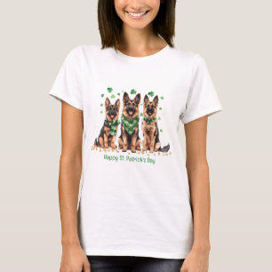 Camiseta Ruas felizes, cães German shepherd do dia de Patri