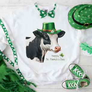 Camiseta Ruas Felizes Personalizáveis. Vaca de Shamrock do 
