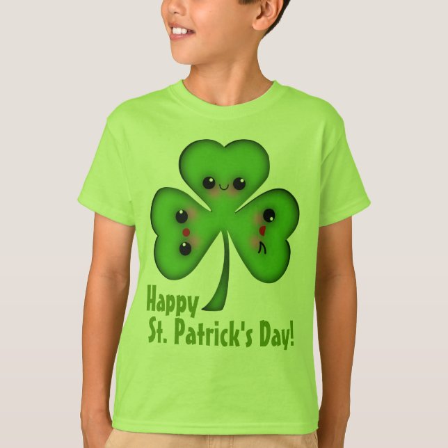 Camiseta Ruas felizes, Shamrock do Dia de Patrick (Frente)