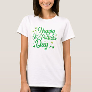 Camiseta Ruas Felizes, Tipografia Verde Dia de Patrick, Sha