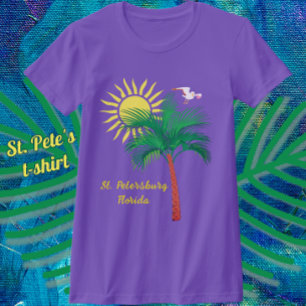 Camiseta Ruas: Petersburg Flórida Palm Tree e Seagull T-Shi