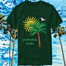 Ruas: Petersburg Flórida Palm Tree e Seagull T-Shi