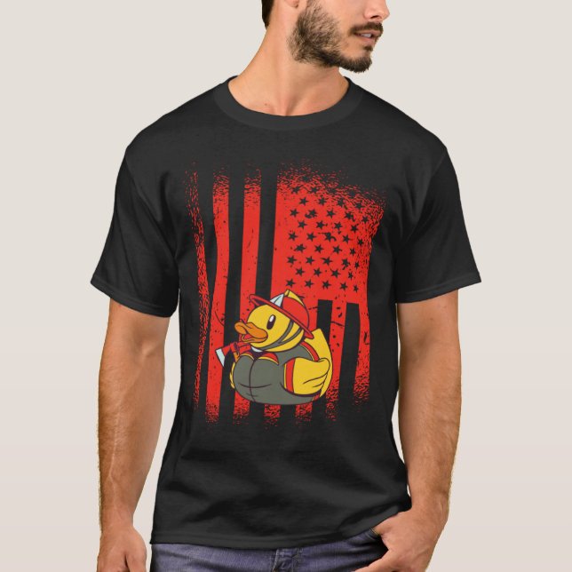 Camiseta Rubber Duck Firefighter Kids Boys Girls US Ducky 4 (Frente)