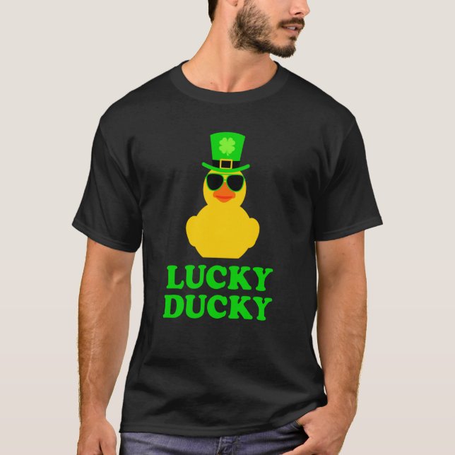 Camiseta Rubber Duck Four Leaf C Hat Sunglasses St Patrick' (Frente)