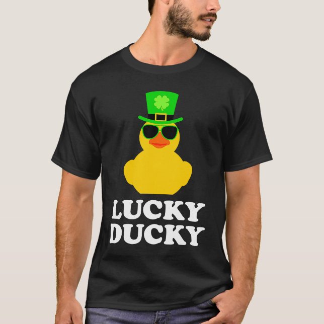 Camiseta Rubber Duck Four Leaf C Hat Sunglasses St Patrick' (Frente)