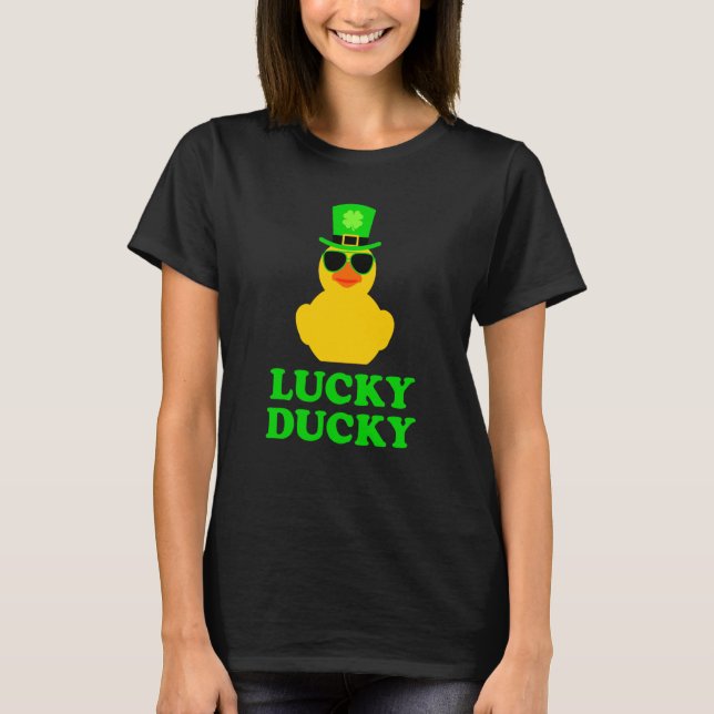 Camiseta Rubber Duck Four Leaf C Hat Sunglasses St Patrick' (Frente)