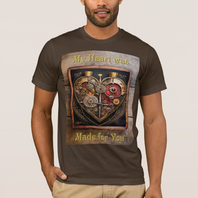 Camiseta Rubis E Engrenagens Série Coração Steampunk (Frente)