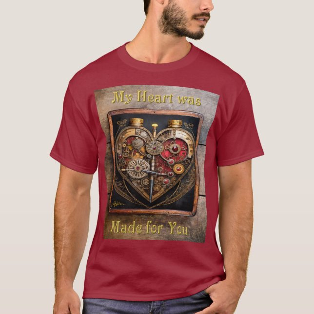 Camiseta Rubis e Engrenagens Steampunk Coração Sombrio  (Frente)