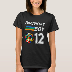 Camiseta Rubix Cube Speed Cubing Birthday Boy 12 Anos