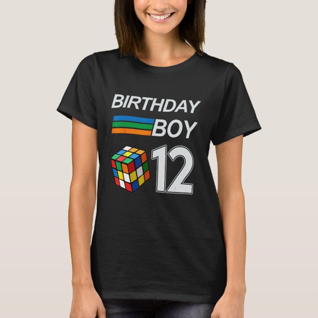 Camiseta Rubix Cube Speed Cubing Birthday Boy 12 Anos (Frente)