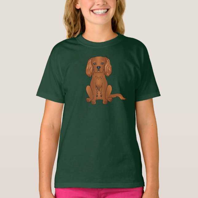 Camiseta Ruby Cavalier King Charles Spaniel Cog Sentado (Frente)