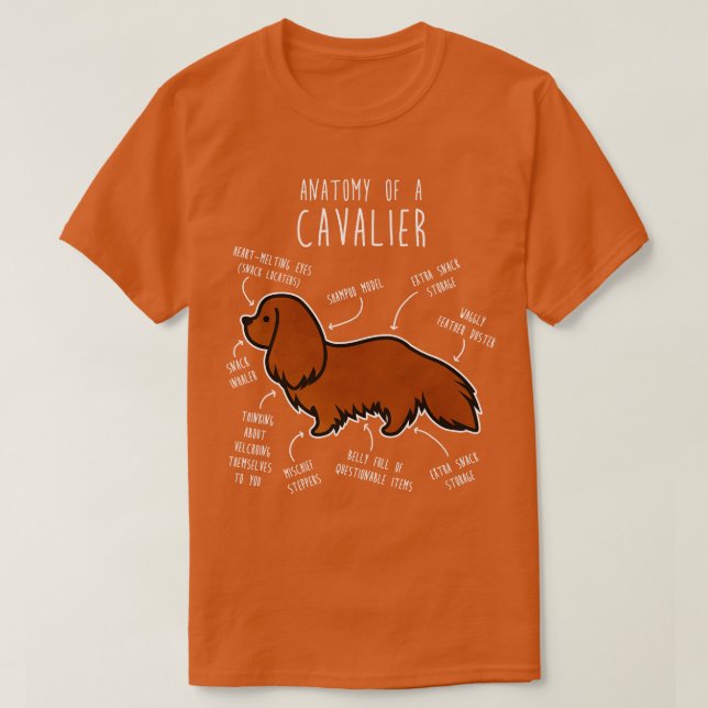 Camiseta Ruby Cavalier King Charles Spaniel Dog Anatomia (Frente do Design)
