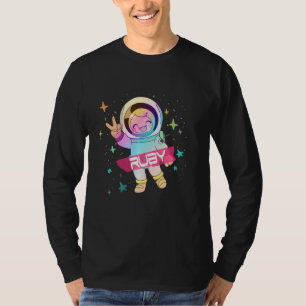 Camiseta RUBY - Nome de menina adorável com Astronauta fofo