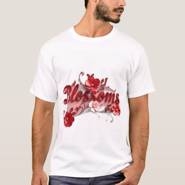 Camiseta Ruby Red Script Blossoms (Frente)