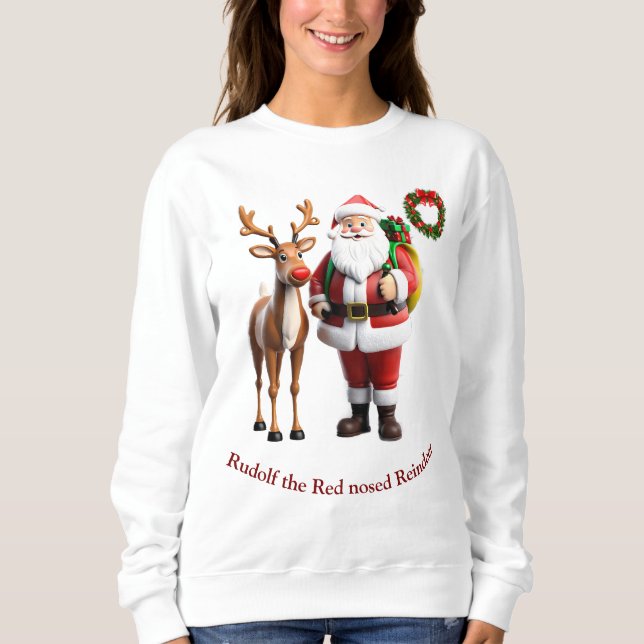 Camiseta Rudolf, a rena de nariz vermelho (Frente)