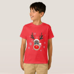 Camiseta Rudolf - renas de Natal<br><div class="desc">Engraçado design de uma rena de natal tenra Rudolf com chapéu de natal e vários flocos de neve. Ideal para feriados de Natal</div>