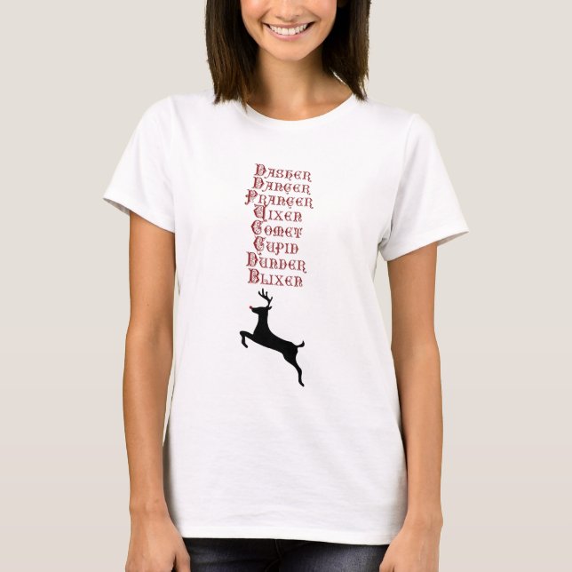 Camiseta Rudolph, Comet, Reindeer Blixen (Frente)